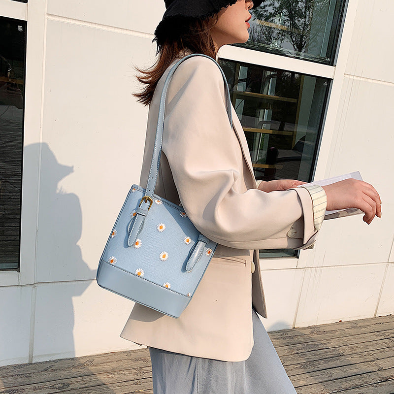 Shoulder Bag Versatile Handheld Small chrysanthemum print bag