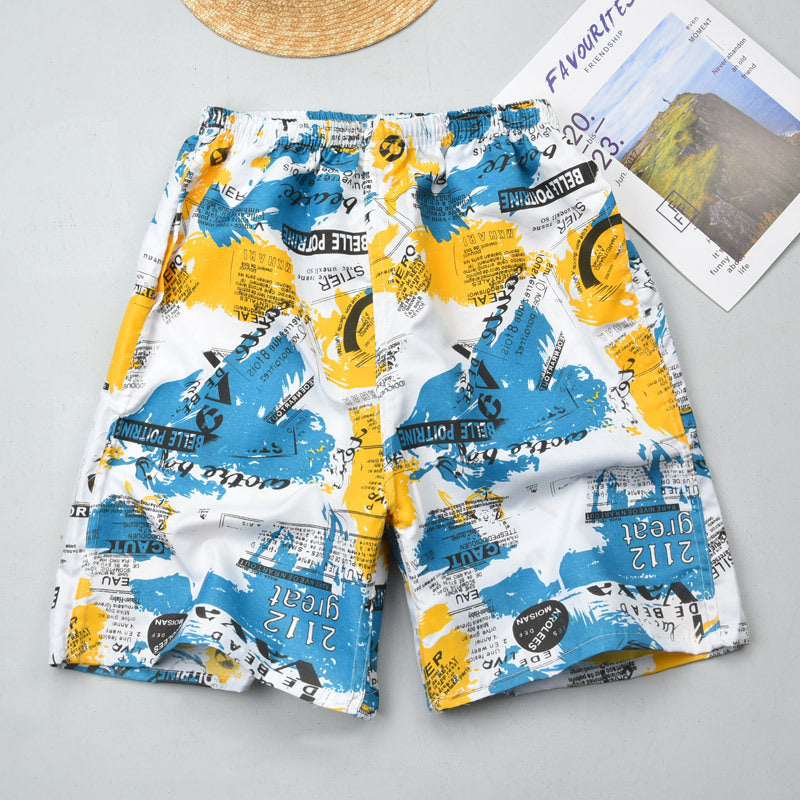 Mens Swim Trunks Summer Printed Shorts Men's Casual Quick-Drying Beach Pants Seaside Large Trunks Loose Men's
