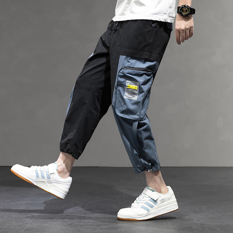Men's Summer Trousers Retro Sports Pants Men's Casual Loose Cropped Pants Men's Summer Trousers