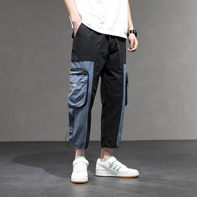 Men's Summer Trousers Retro Sports Pants Men's Casual Loose Cropped Pants Men's Summer Trousers