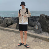 Men Bermuda Shorts Men's Summer Suit Shorts Youth Thin Hong Kong Style Casual Pants Fashion