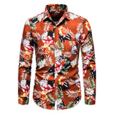Men's Clothing Print Long Sleeve Loose Retro Sports plus Size Hawaiian Fashion Casual Men Shirt