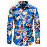 Men's Clothing Print Long Sleeve Loose Retro Sports plus Size Hawaiian Fashion Casual Men Shirt