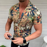 Summer European and American Men's Printed Slim-Fit Short-Sleeved Fashion Casual Men Shirt
