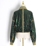Denim Sparkle Jacket Autumn Fashion Long-Sleeved Coat for Women
