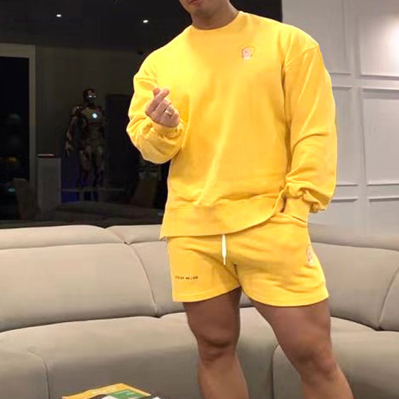 Men's Sports Hoodie Men Sweatshirts Fitness Male's Hoodies Muscle Spring, Autumn and Winter Solid Color Trendy Men Embroidered Sweater Thin Youth Sports Fitness Pullover