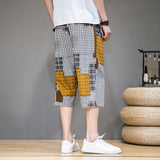 Men Patchwork Jeans Summer Casual Shorts Men's Loose Large Size Straight Beach Pants Large Size Retro Sports