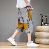 Men Patchwork Jeans Summer Casual Shorts Men's Loose Large Size Straight Beach Pants Large Size Retro Sports