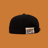 Men Beanies Hat Men's Japanese-Style Retro Patch Skullcap