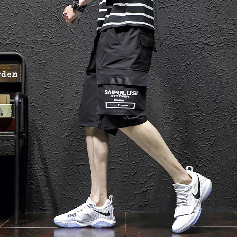 Overalls Large Size Loose Multi-Pocket Workwear Fifth Pants Men's Shorts Student Beach Pants Men Cargo Pant