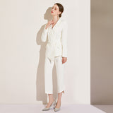 Women Pant Suit Uniform Designs Formal Style Office Lady Bussiness Attire White Autumn Fashion Straight Pants Two-Piece Set