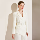 Women Pant Suit Uniform Designs Formal Style Office Lady Bussiness Attire White Autumn Fashion Straight Pants Two-Piece Set