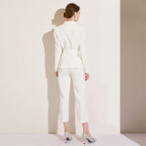 Women Pant Suit Uniform Designs Formal Style Office Lady Bussiness Attire White Autumn Fashion Straight Pants Two-Piece Set
