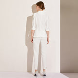 Women Pants Suit Uniform Designs Formal Style Office Lady Bussiness Attire White Autumn Fashion Mid-Sleeve Suit Suit Top Two-Piece Set Women
