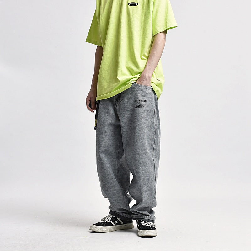 Loose Straight Jeans Men's plus Size Retro Sports Trousers Men's Clothing Men Denim Pants