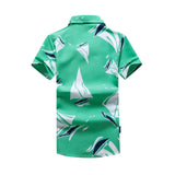 Men Beach Shirts Short Sleeve Beach Shirt Men's Loose Large Size Shirt Vacation Travel Set