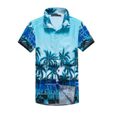 Mens Beach Shirts Hawaiian Short Sleeve Beach Shirt Loose plus Size Flower Shirt Vacation Suit