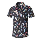 Men Beach Shirts Hawaiian Short Sleeve Beach Shirt Men's Loose plus Size Flower Shirt Vacation Travel