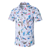Men Beach Shirts Hawaiian Short Sleeve Beach Shirt Men's Loose plus Size Flower Shirt Vacation Travel