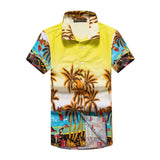 Mens Beach Shirts Hawaiian Short Sleeve Beach Shirt Loose plus Size Flower Shirt Vacation Suit