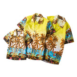 Mens Beach Shirts Hawaiian Short Sleeve Beach Shirt Loose plus Size Flower Shirt Vacation Suit