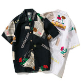 Men Beach Shirts Hawaiian Short Sleeve Beach Shirt Men's Loose plus Size Flower Shirt Casual Suit