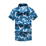 Men Beach Shirts Short Sleeve Beach Shirt Men's Loose Large Size Shirt Vacation Travel Set