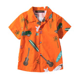Men Beach Shirts Short Sleeve Beach Shirt Men's Loose Large Size Shirt Hawaiian Vacation Travel Set