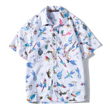 Men Beach Shirts Hawaiian Short Sleeve Beach Shirt Men's Loose plus Size Flower Shirt Vacation Travel