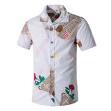 Men Beach Shirts Hawaiian Short Sleeve Beach Shirt Men's Loose plus Size Flower Shirt Casual Suit
