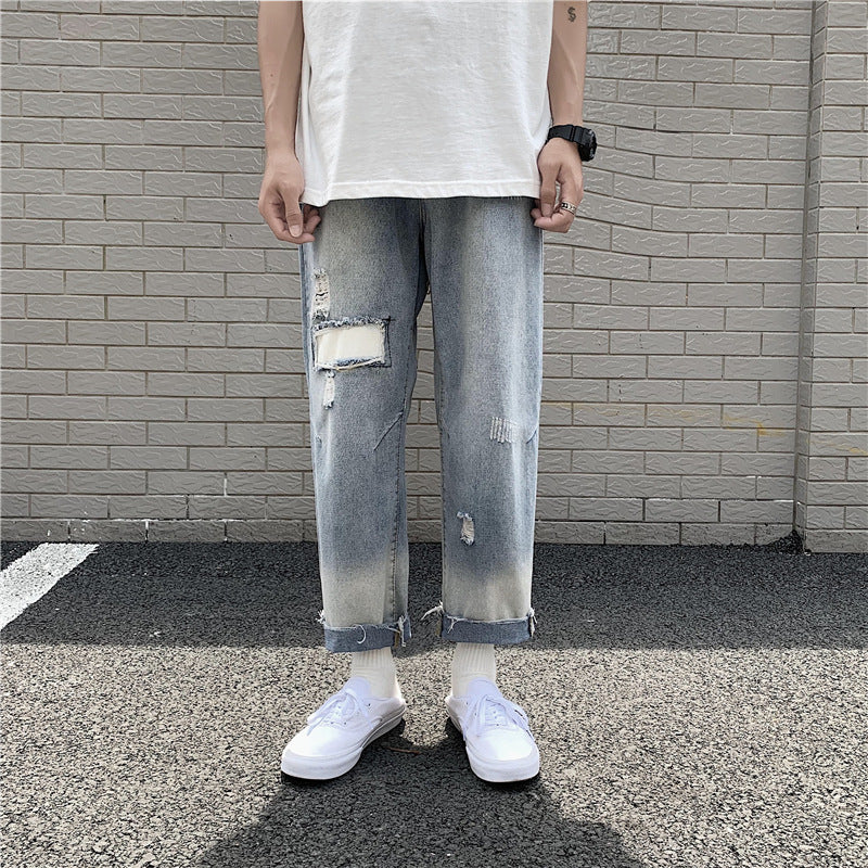 Spring and Summer Jeans Men's Trousers Large Size Loose Cropped Pants Men's Trousers Men's Clothing Men Jeans
