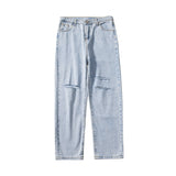 Spring Summer Menswear Simple plus Size Retro Sports Loose Straight Jeans Trousers Men's Men Jeans