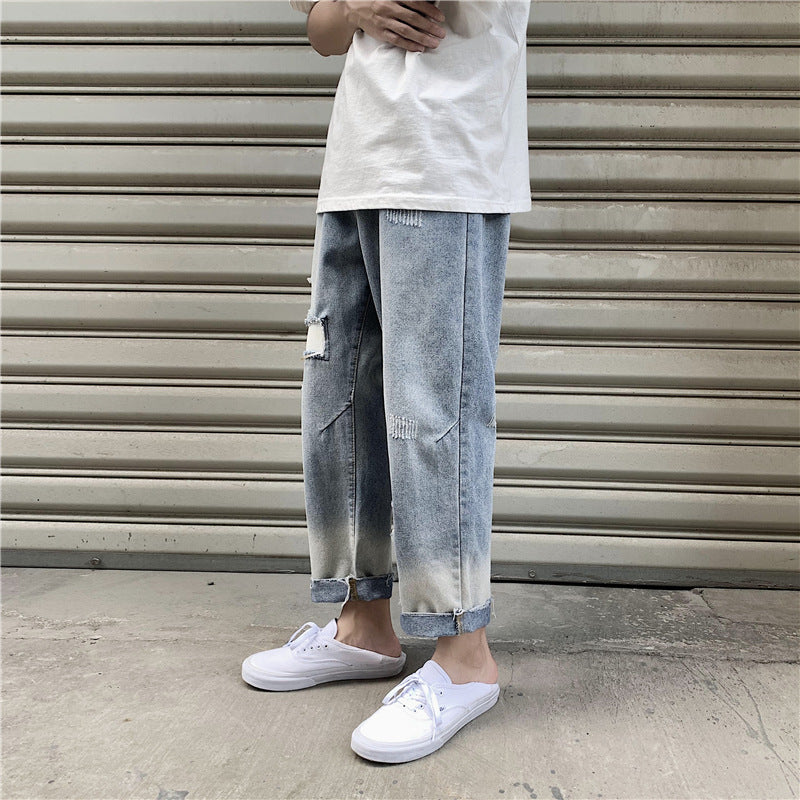 Spring and Summer Jeans Men's Trousers Large Size Loose Cropped Pants Men's Trousers Men's Clothing Men Jeans