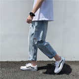 Summer Jeans Men's Loose Straight plus Size Casual Retro Sports Cropped Pants Trousers Men's Men's Jeans