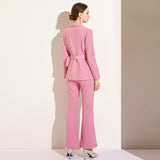 Women's Pants Suit Uniform Designs Formal Style Office Lady Bussiness Attire Autumn Fashion Irregular Pink Suit Waist-Tight Work Clothes for Women
