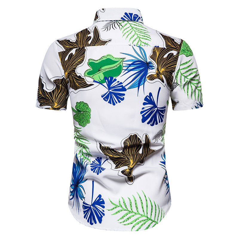 Men's Weiyi Beach Flower plus Size Retro Sports Casual Short Sleeve Men Shirt