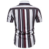 Men's Clothing Slim-Fit Striped Short Sleeves Fashion Trend Casual Large Size Retro Sports Men Shirt