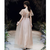 Fairytale Dresses Champagne Plus Size Elegant Long Simple Evening Dress for Women