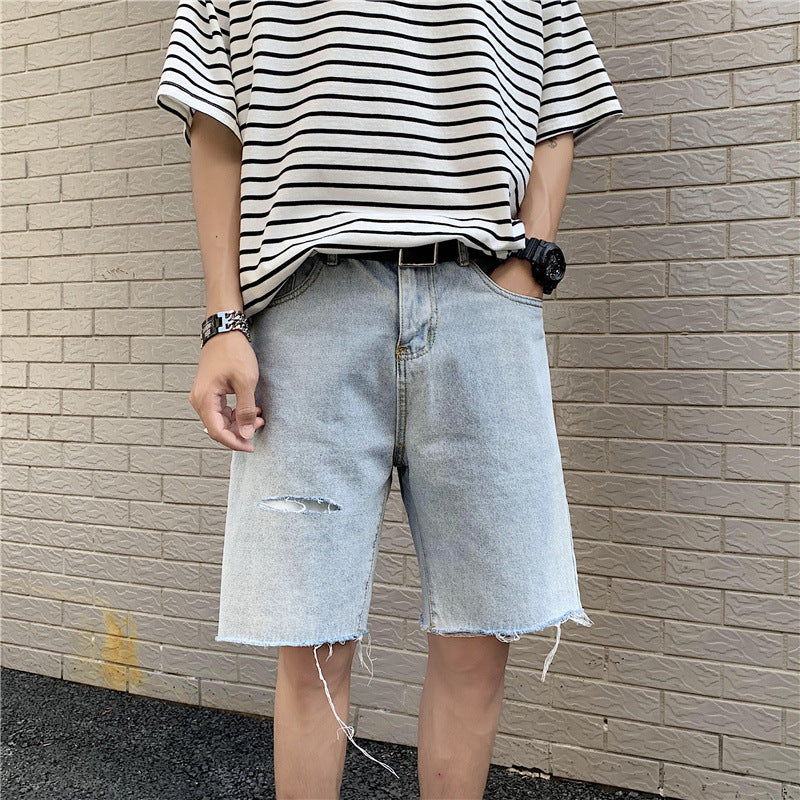 Summer Denim Shorts Men's plus Size Retro Sports Loose Straight Fifth Pants Men's Clothing Men Jeans