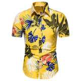 Men's Weiyi Beach Flower plus Size Retro Sports Casual Short Sleeve Men Shirt