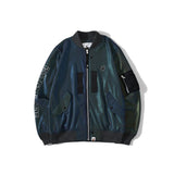 A Ape Print Jacket Spring and Autumn Reflective Zipper Coat Men