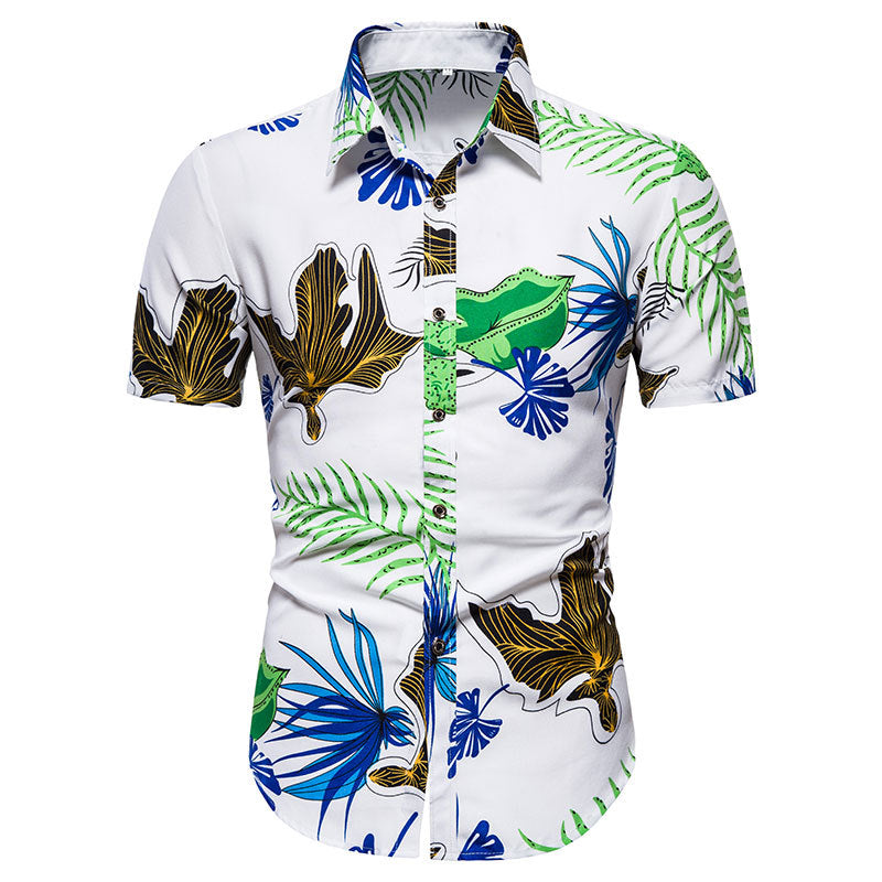 Men's Weiyi Beach Flower plus Size Retro Sports Casual Short Sleeve Men Shirt