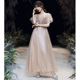 Fairytale Dresses Champagne Plus Size Elegant Long Simple Evening Dress for Women