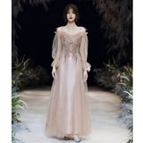 Fairytale Dresses Champagne Plus Size Elegant Long Simple Evening Dress for Women