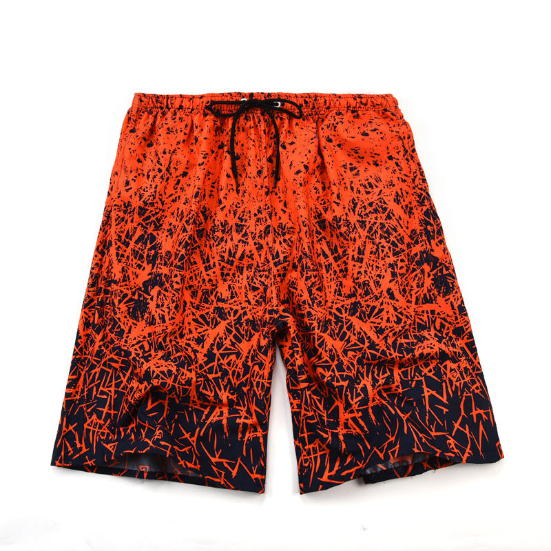 Mens Swim Trunks Beach Pants Summer Printed Shorts Loose Flower Shorts Men's Sports Casual Pants