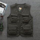 Men Utility Vest Work Zipper Tactical Work Vest Slim Pocket Jacket Vest Multi-Pocket Men's Overalls