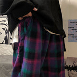 Harajuku Clothing Straight Leg Pant Baggy Pants Summer Vintage Plaid Straight Wide Leg Pants Trousers for men Casual Pants Fashion