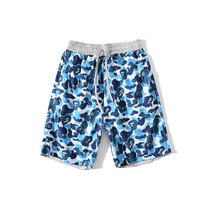 A Ape Print Shorts Ape Head Printed Shark Reversible Camouflage Shorts