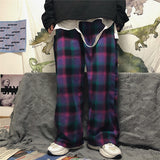 Harajuku Clothing Straight Leg Pant Baggy Pants Summer Vintage Plaid Straight Wide Leg Pants Trousers for men Casual Pants Fashion