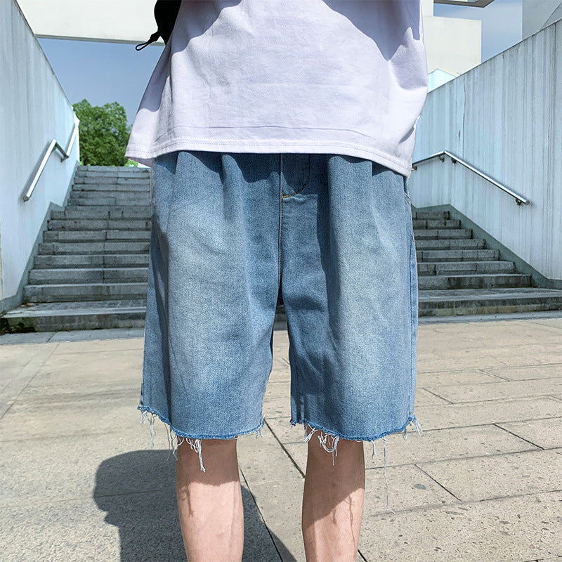 Summer Straight Denim Shorts Loose plus Size Retro Sports Trousers Casual Pants Men Jeans